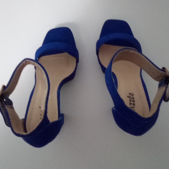 Pazzle Handmade Blue Suede‎ Ankle Strap Sandal Heels 10 - Picture 5 of 7